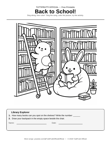 Back to School coloring sheet preview