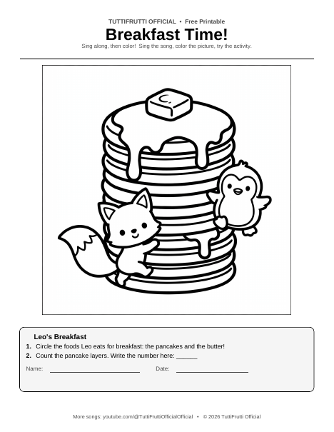 Breakfast Time coloring sheet preview