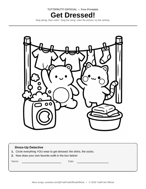 Get Dressed coloring sheet preview