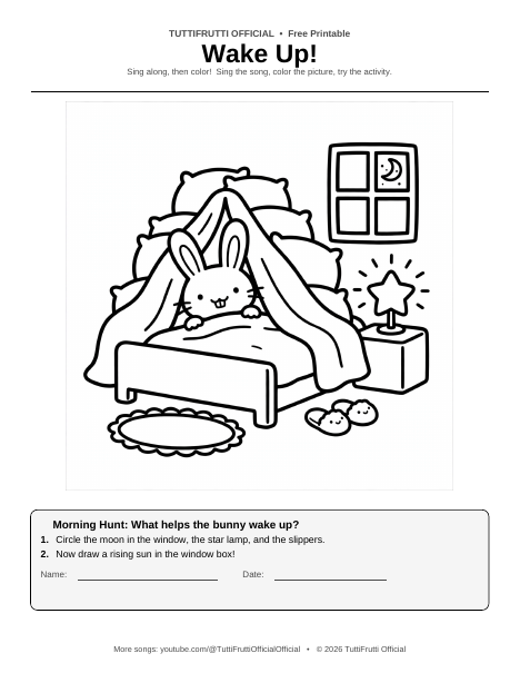 Wake Up coloring sheet preview